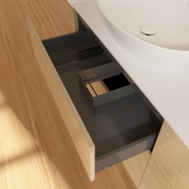 Тумба під раковину Villeroy & Boch Finion 160х50,1 см МДФ шпон дуба/скло біле матове F96100PC