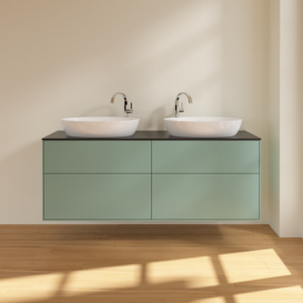 Тумба под раковину Villeroy & Boch Finion 160х50,1 см МДФ оливковый матовый лак/стекло черное матовое F96200GM