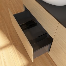 Тумба под раковину Villeroy & Boch Finion 160х50,1 см МДФ шпон дуба/стекло черное матовое F96200PC