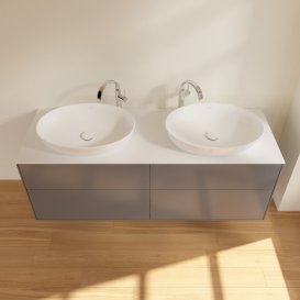 Тумба під раковину Villeroy & Boch Finion 160х50,1 см із підсвічуванням МДФ антрацит матовий лак/скло біле матове G96100GK