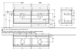 Тумба під раковину Villeroy & Boch Finion 160х50,1 см із підсвічуванням МДФ антрацит матовий лак/скло біле матове G96100GK