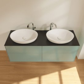 Тумба под раковину Villeroy & Boch Finion 160х50,1 см с подсветкой МДФ оливковый матовый лак/стекло черное матовое G96200GM
