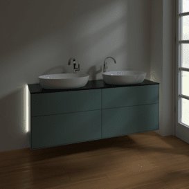 Тумба под раковину Villeroy & Boch Finion 160х50,1 см с подсветкой МДФ оливковый матовый лак/стекло черное матовое G96200GM