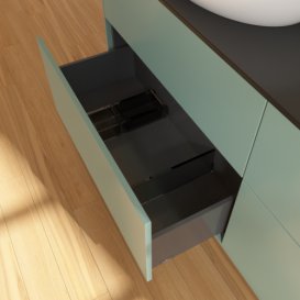 Тумба под раковину Villeroy & Boch Finion 160х50,1 см с подсветкой МДФ оливковый матовый лак/стекло черное матовое G96200GM