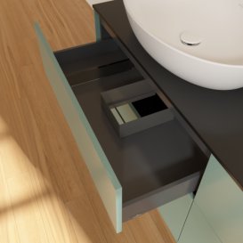 Тумба под раковину Villeroy & Boch Finion 160х50,1 см с подсветкой МДФ оливковый матовый лак/стекло черное матовое G96200GM