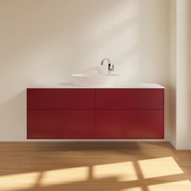 Тумба под раковину Villeroy & Boch Finion 160х50,1 см МДФ пион матовый лак/стекло белое матовое F97100HB