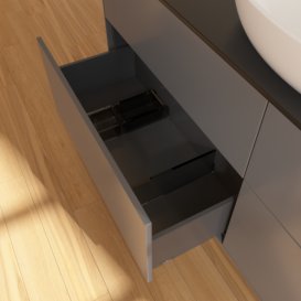 Тумба под раковину Villeroy & Boch Finion 160х50,1 см МДФ антрацит матовый лак/стекло черное матовое F97200GK