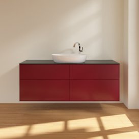 Тумба под раковину Villeroy & Boch Finion 160х50,1 см МДФ пион матовый лак/стекло черное матовое F97200HB