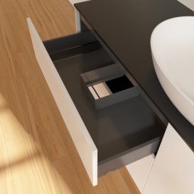 Тумба під раковину Villeroy & Boch Finion 160х50,1 см МДФ білий матовий лак/скло чорне матове F97200MT