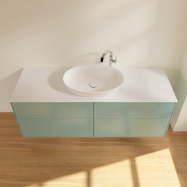 Тумба под раковину Villeroy & Boch Finion 160х50,1 см МДФ оливковый матовый лак/стекло белое матовое F97100GM