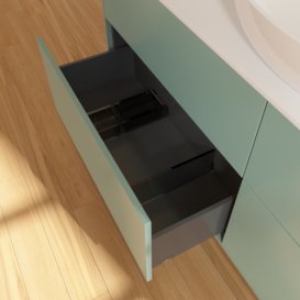 Тумба под раковину Villeroy & Boch Finion 160х50,1 см МДФ оливковый матовый лак/стекло белое матовое F97100GM