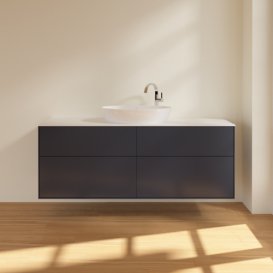 Тумба под раковину Villeroy & Boch Finion 160х50,1 см МДФ темно-синий матовый лак/стекло белое матовое F97100HG