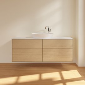 Тумба под раковину Villeroy & Boch Finion 160х50,1 см МДФ шпон дуба/стекло белое матовое  F97100PC