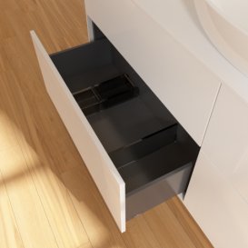 Тумба под раковину Villeroy & Boch Finion 160х50,1 см с подсветкой МДФ глянцевый белый лак/стекло белое матовое G97100GF