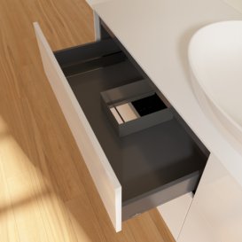 Тумба под раковину Villeroy & Boch Finion 160х50,1 см с подсветкой МДФ глянцевый белый лак/стекло белое матовое G97100GF