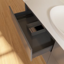 Тумба под раковину Villeroy & Boch Finion 160х50,1 см с подсветкой МДФ антрацит матовый лак/стекло белое матовое G97100GK