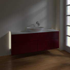 Тумба под раковину Villeroy & Boch Finion 160х50,1 см с подсветкой МДФ пион матовый лак/стекло белое матовое G97100HB