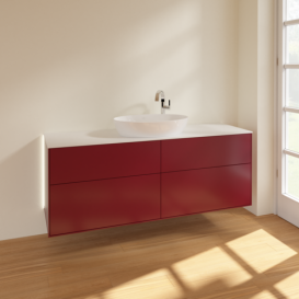 Тумба под раковину Villeroy & Boch Finion 160х50,1 см с подсветкой МДФ пион матовый лак/стекло белое матовое G97100HB