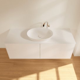 Тумба під раковину Villeroy & Boch Finion 160х50,1 см із підсвічуванням МДФ білий матовий лак/скло біле матове G97100MT