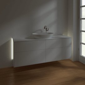 Тумба під раковину Villeroy & Boch Finion 160х50,1 см із підсвічуванням МДФ білий матовий лак/скло біле матове G97100MT