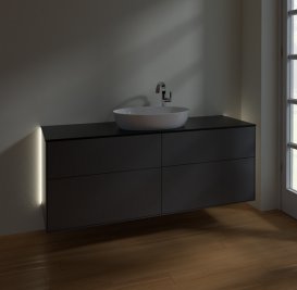 Тумба під раковину Villeroy & Boch Finion 160х50,1 см із підсвічуванням МДФ антрацит матовий лак/скло чорне матове G97200GK