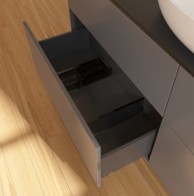 Тумба під раковину Villeroy & Boch Finion 160х50,1 см із підсвічуванням МДФ антрацит матовий лак/скло чорне матове G97200GK