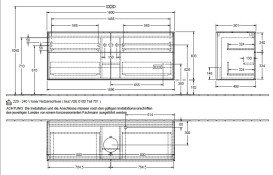 Тумба под раковину Villeroy & Boch Finion 160х50,1 см с подсветкой МДФ шпон грецкого ореха/стекло черное матовое G97200GN