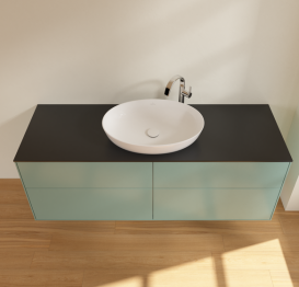 Тумба під раковину Villeroy & Boch Finion 160х50,1 см із підсвічуванням МДФ оливковий матовий лак/скло чорне матове G97200GM