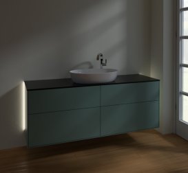 Тумба під раковину Villeroy & Boch Finion 160х50,1 см із підсвічуванням МДФ оливковий матовий лак/скло чорне матове G97200GM