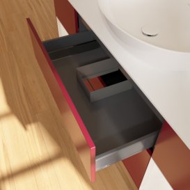 Тумба под раковину Villeroy & Boch Finion 160х50,1 см с подсветкой МДФ пион матовый лак/стекло белое матовое F981GFHB