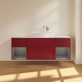 Тумба под раковину Villeroy & Boch Finion 160х50,1 см с подсветкой МДФ пион матовый лак/стекло белое матовое F981GKHB