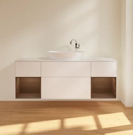 Тумба под раковину Villeroy & Boch Finion 160х50,1 см с подсветкой МДФ белый матовый лак/стекло белое матовое F981GNMT