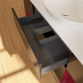 Тумба под раковину Villeroy & Boch Finion 160х50,1 см с подсветкой МДФ черный матовый лак/стекло белое матовое F981HBPD