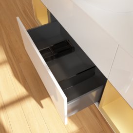 Тумба под раковину Villeroy & Boch Finion 160х50,1 см с подсветкой МДФ глянцевый белый лак/стекло белое матовое F981HFGF