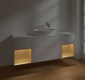 Тумба під раковину Villeroy & Boch Finion 160х50,1 см з підсвіткою МДФ білий глянцевий лак/скло біле матове F981HFGF