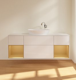 Тумба под раковину Villeroy & Boch Finion 160х50,1 см с подсветкой МДФ глянцевый белый лак/стекло белое матовое F981HFGF