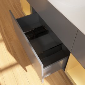 Тумба под раковину Villeroy & Boch Finion 160х50,1 см с подсветкой МДФ антрацит матовый лак/стекло белое матовое F981HFGK