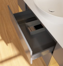 Тумба под раковину Villeroy & Boch Finion 160х50,1 см с подсветкой МДФ антрацит матовый лак/стекло белое матовое F981HFGK