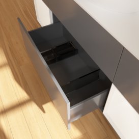 Тумба под раковину Villeroy & Boch Finion 160х50,1 см с подсветкой МДФ антрацит матовый лак/стекло белое матовое F981MTGK