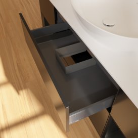 Тумба под раковину Villeroy & Boch Finion 160х50,1 см с подсветкой МДФ черный матовый лак/стекло белое матовое F981PDPD