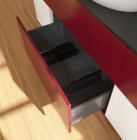 Тумба под раковину Villeroy & Boch Finion 160х50,1 см с подсветкой МДФ пион матовый лак/стекло черное матовое F982GFHB