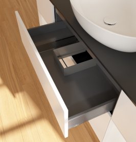 Тумба під раковину Villeroy & Boch Finion 160х50,1 см із підсвічуванням МДФ білий матовий лак/скло чорне матове F982GFMT