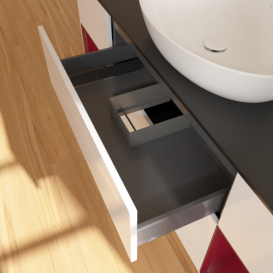 Тумба под раковину Villeroy & Boch Finion 160х50,1 см с подсветкой МДФ глянцевый белый лак/стекло черное матовое F982HBGF