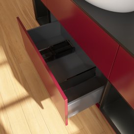 Тумба под раковину Villeroy & Boch Finion 160х50,1 см с подсветкой МДФ пион матовый лак/стекло черное матовое F982PDHB