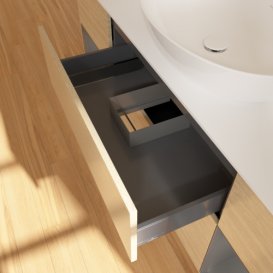 Тумба под раковину Villeroy & Boch Finion 160х50,1 см с подсветкой МДФ шпон дуба/стекло белое матовое F981GKPC