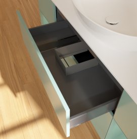 Тумба под раковину Villeroy & Boch Finion 160х50,1 см с подсветкой МДФ оливковый матовый лак/стекло белое матовое F981GMGM