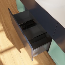 Тумба под раковину Villeroy & Boch Finion 160х50,1 см с подсветкой МДФ темно-синий матовый лак/стекло белое матовое F981GMHG