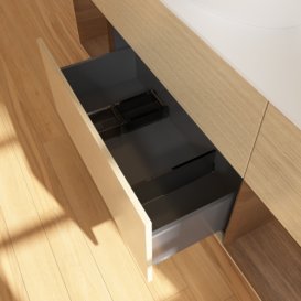 Тумба под раковину Villeroy & Boch Finion 160х50,1 см с подсветкой МДФ шпон дуба/стекло белое матовое F981GNPC