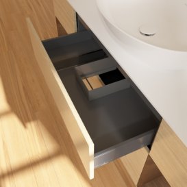 Тумба под раковину Villeroy & Boch Finion 160х50,1 см с подсветкой МДФ шпон дуба/стекло белое матовое F981GNPC