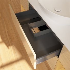 Тумба под раковину Villeroy & Boch Finion 160х50,1 см с подсветкой МДФ шпон дуба/стекло белое матовое F981HFPC